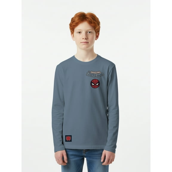Spider-Man, Boys' & Big Boys' Graphic Long-Sleeve T-Shirt, Here Comes Spidey, Sizes 4-18
