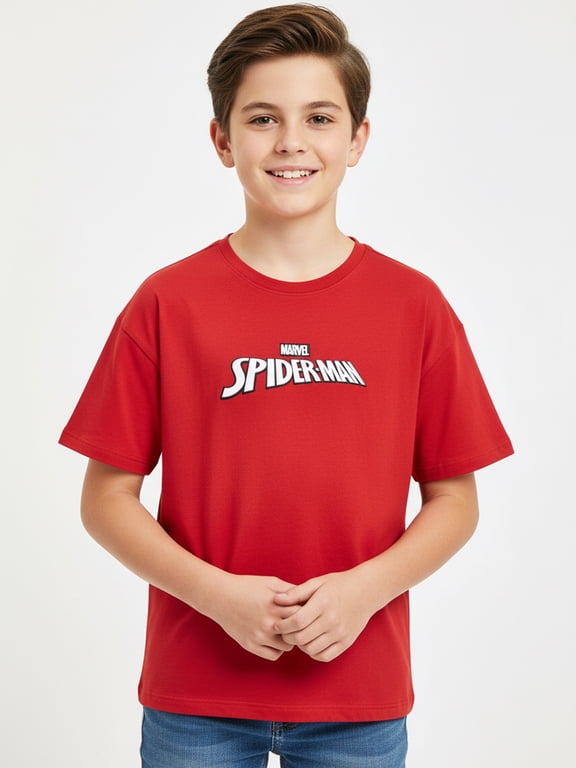 Spider-Man Boys' Embroidered Tee with Short Sleeves, Sizes 4-18