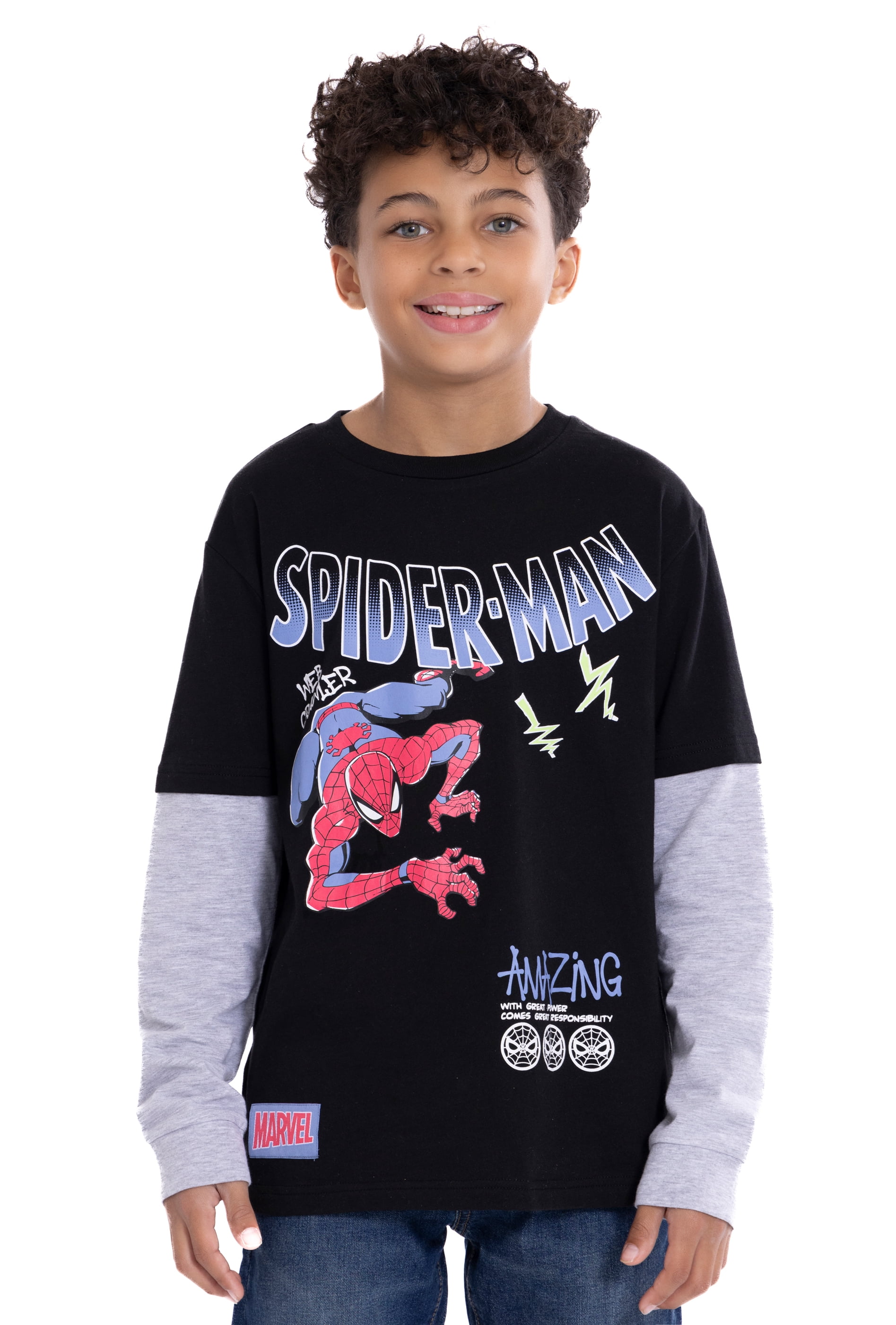 Spider Black Full Sleeves Boys T-shirt