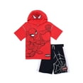 thumbnail image 1 of Spider-Man Boys Hooded Cosplay Tee and Shorts, 2 Piece Outfit Set, Sizes 4-10, 1 of 14