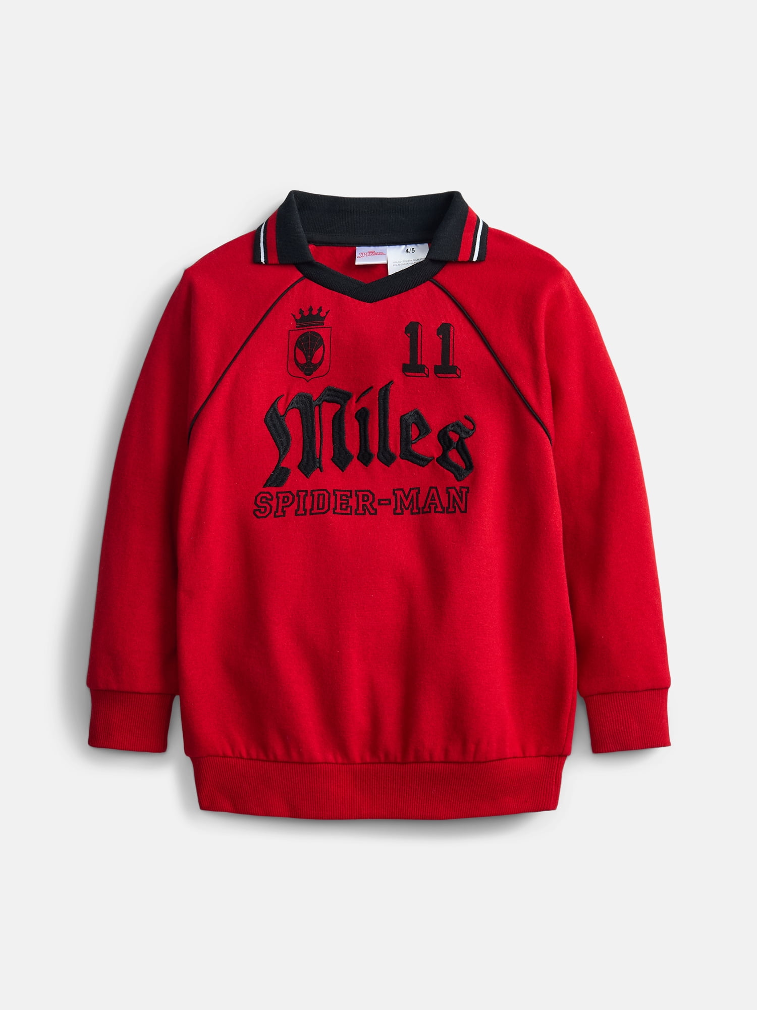 Spider-Man Boys Fleece Polo Shirt with Long Sleeves, Size 4-18