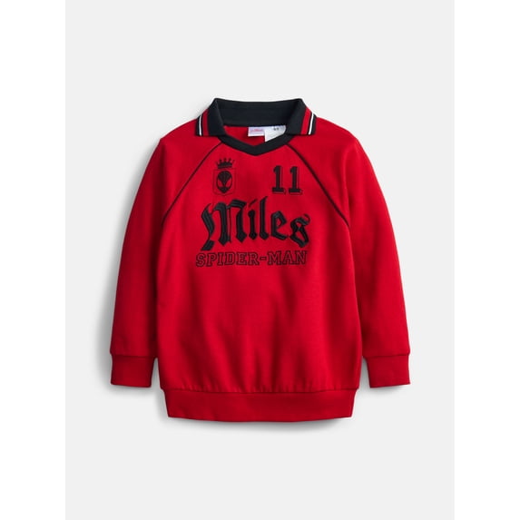 Spider-Man Boys Fleece Polo Shirt with Long Sleeves, Size 4-18