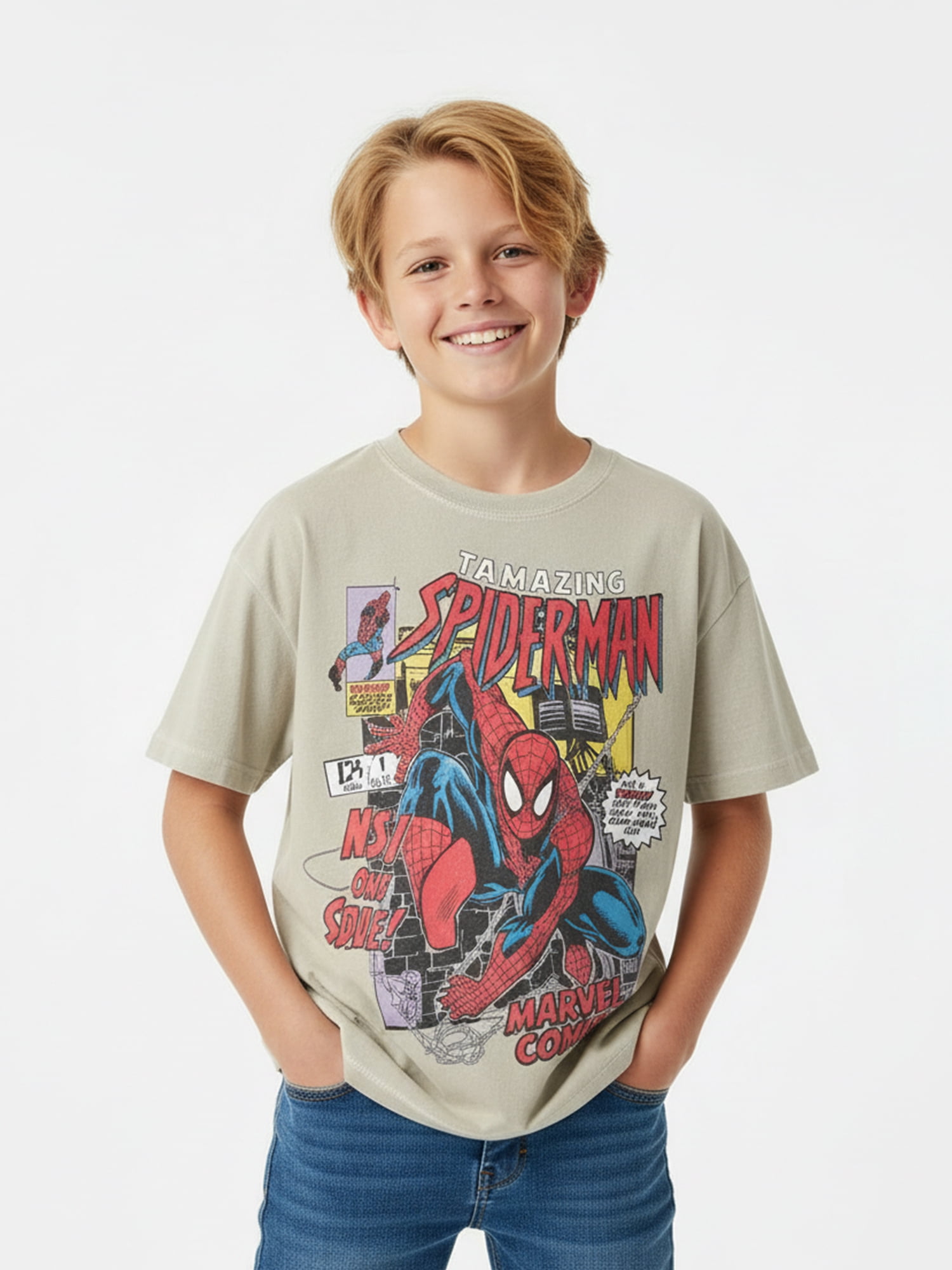 Spider-Man, Boys' Relaxed Graphic T-Shirt, Comic Spidey, Sizes 4-18