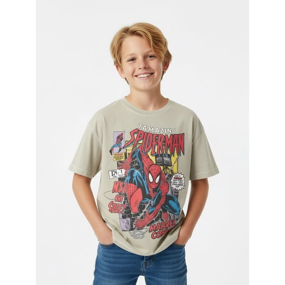 Spider-Man, Boys' Relaxed Graphic T-Shirt, Comic Spidey, Sizes 4-18