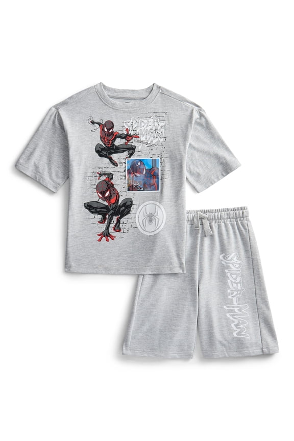 Spider-Man Boys Graphic Tee and Fleece Shorts Set, 2-Piece, Sizes 4-16