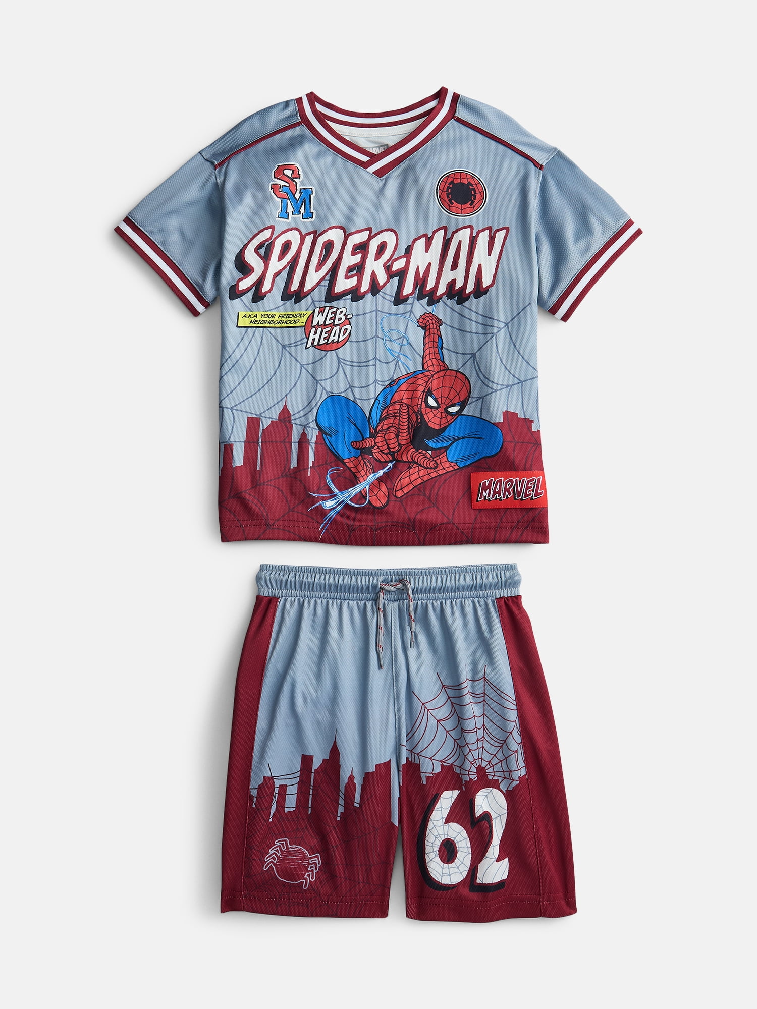 Spider-Man Boys Graphic Soccer Jersey and Shorts Set, 2-Piece, Sizes 4-16