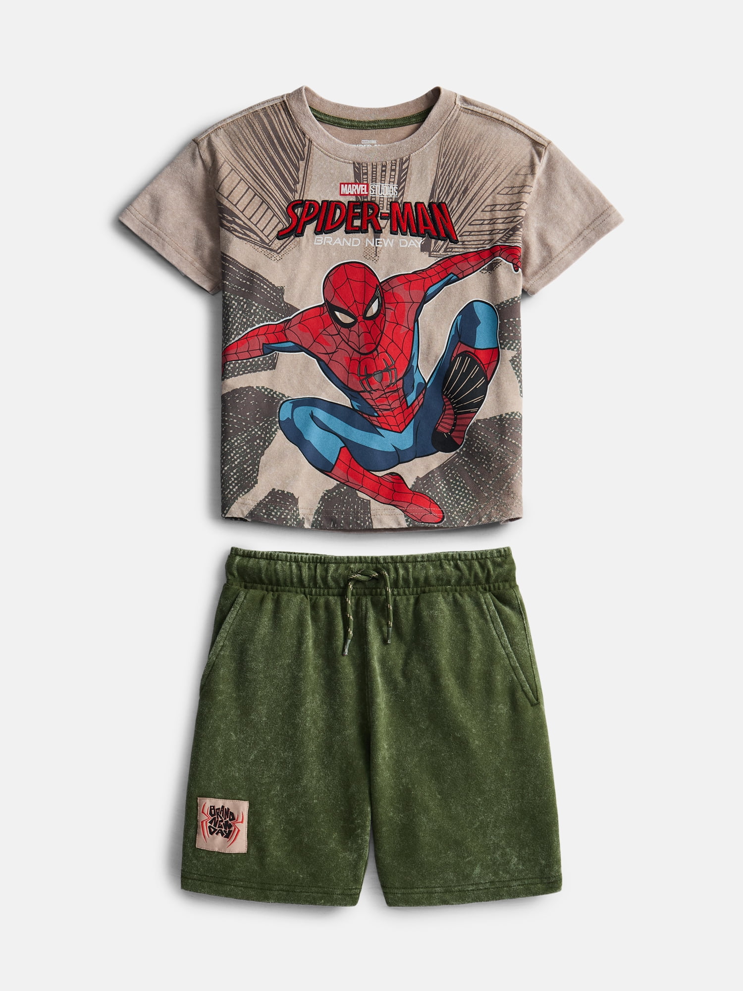 Spider-Man Boys Graphic Tee with Short Sleeves and Shorts Set, 2 Piece, Sizes 4-16