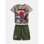 Spider-Man Boys Graphic Tee with Short Sleeves and Shorts Set, 2 Piece, Sizes 4-16