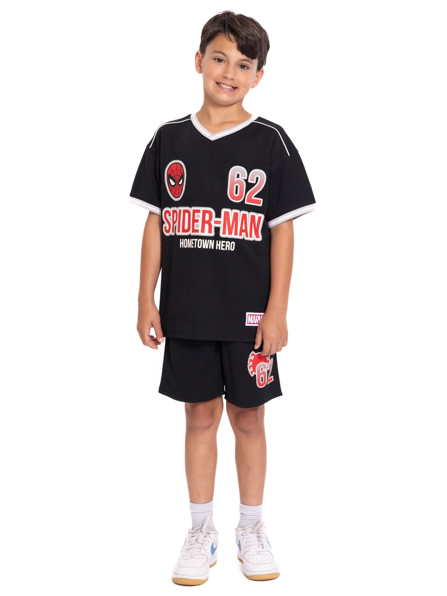 Spider-Man Boys Graphic Soccer Jersey and Drawstring Shorts Set, 2-Piece, Sizes 4-16