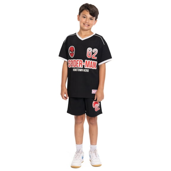 Spider-Man Boys Graphic Soccer Jersey and Drawstring Shorts Set, 2-Piece, Sizes 4-16