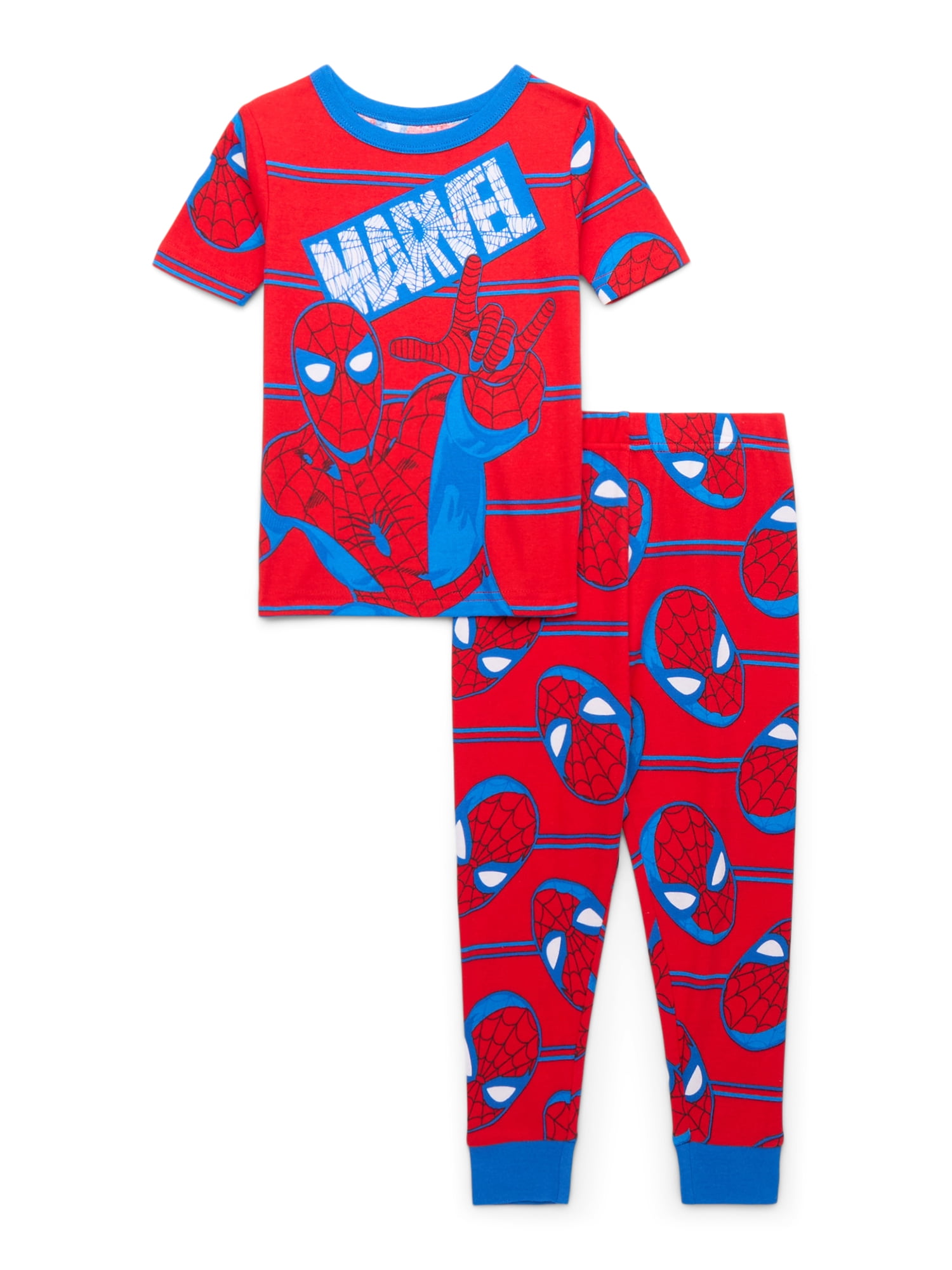 Spider-Man Boys Short Sleeve Top and Pants, 2-Piece Pajama Set, Sizes 4 ...