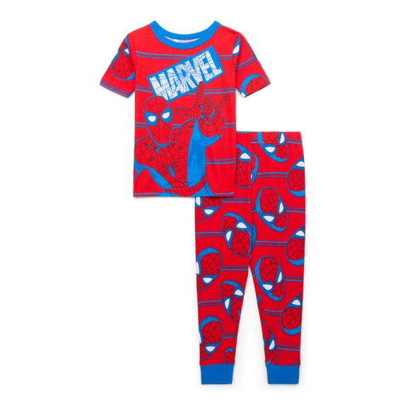Spider-Man Boys Short Sleeve Top and Pants, 2-Piece Pajama Set, Sizes 4-12