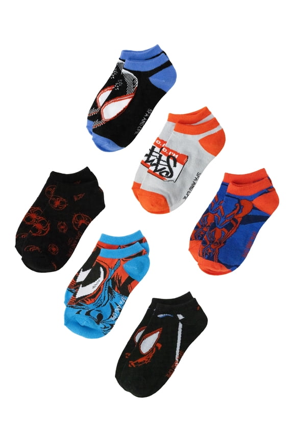 Boys Socks, 6-Pack, No Show Style, Sizes S-L