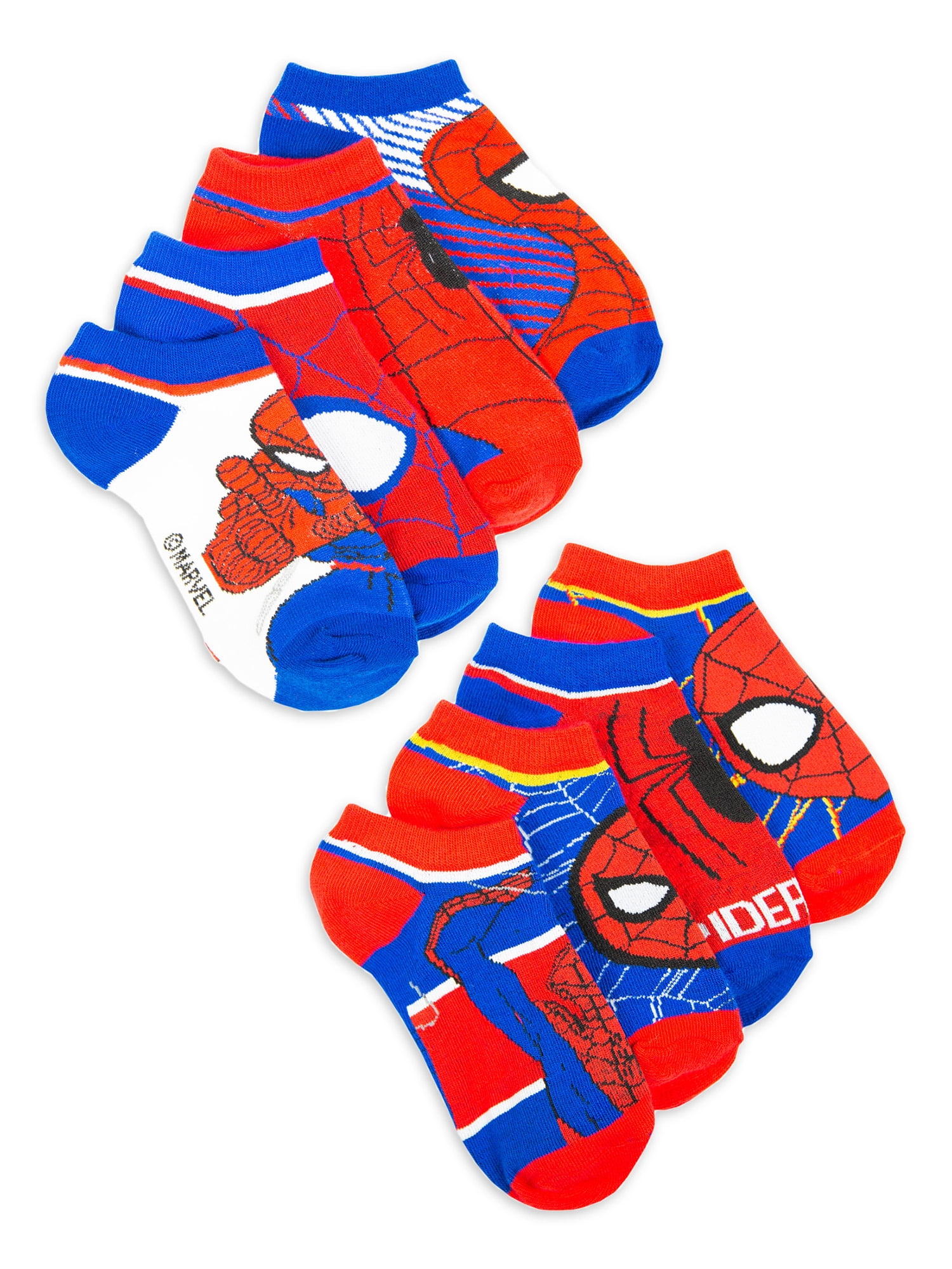 Spider-Man Boys Socks, 8-Pack, No Show Style, Sizes S-L