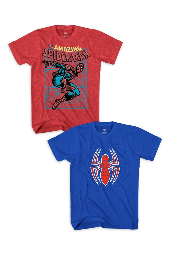 Spider-Man Boys Spider Logo Graphic T-Shirt 2-Pack, Sizes 4-18