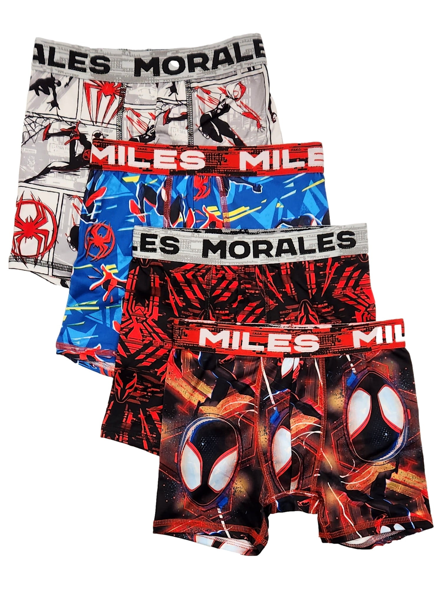 Spider-Man Boys’ Spider-Verse Print Boxer Briefs, 4-Pack, Sizes XS-XL