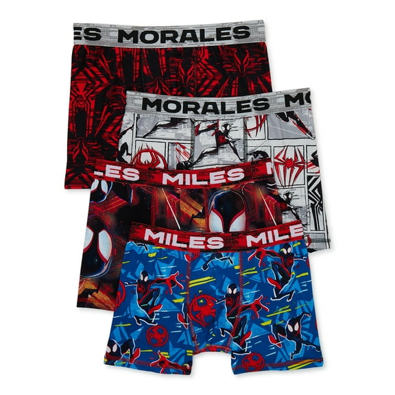Spider-Man Boys’ Spider-Verse Print Boxer Briefs, 4-Pack, Sizes XS-XL