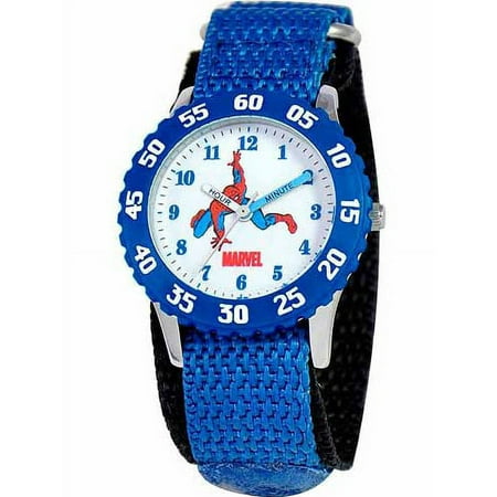 Spider-Man Boys' Stainless Steel Watch, Blue Strap