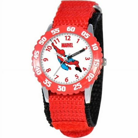 Spider-Man Boys' Stainless Steel Watch, Red Strap