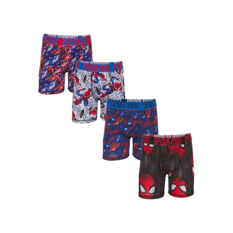 Spider-Man Boys Underwear, 4 Pack Athletic Boxer Briefs Sizes 4-10 