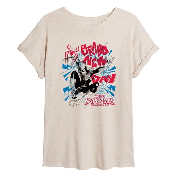 Spider-Man: Brand New Day - Logo & Webs - Juniors Oversized Graphic T-Shirt