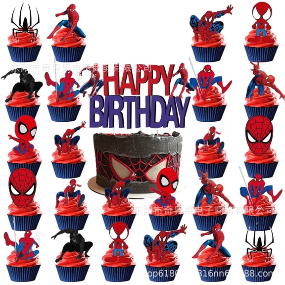 Spider-Man Cake Toppers Cupcake Toppers 25PCS, Birthday Party Decoration Cake Decorations for Party Supplies