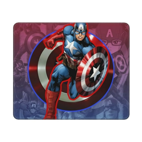 Spider-Man Captain America Square Mouse Pad,Mouse Mat,Washable Mousepad Lycra Cloth,Non-Slip Rubber Base Computer Mouse Pads for Wireless Mouse,10X12In