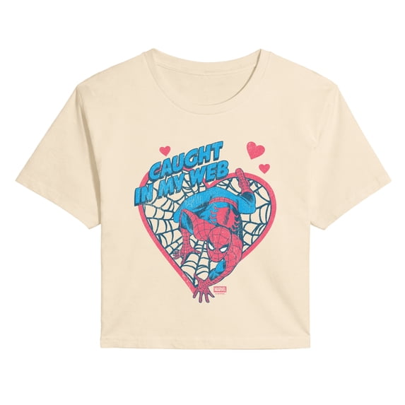 Spider-Man - Caught in My Web Heart Cropped Graphic T-Shirt