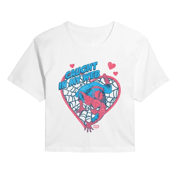 Spider-Man - Caught in My Web Heart Cropped Graphic T-Shirt