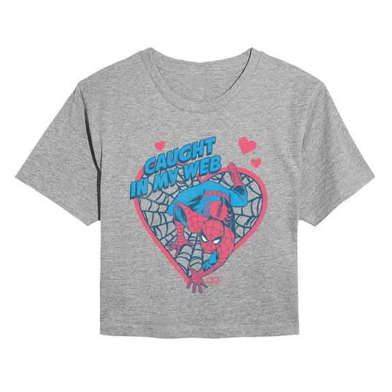 Spider-Man - Caught in My Web Heart Cropped Graphic T-Shirt