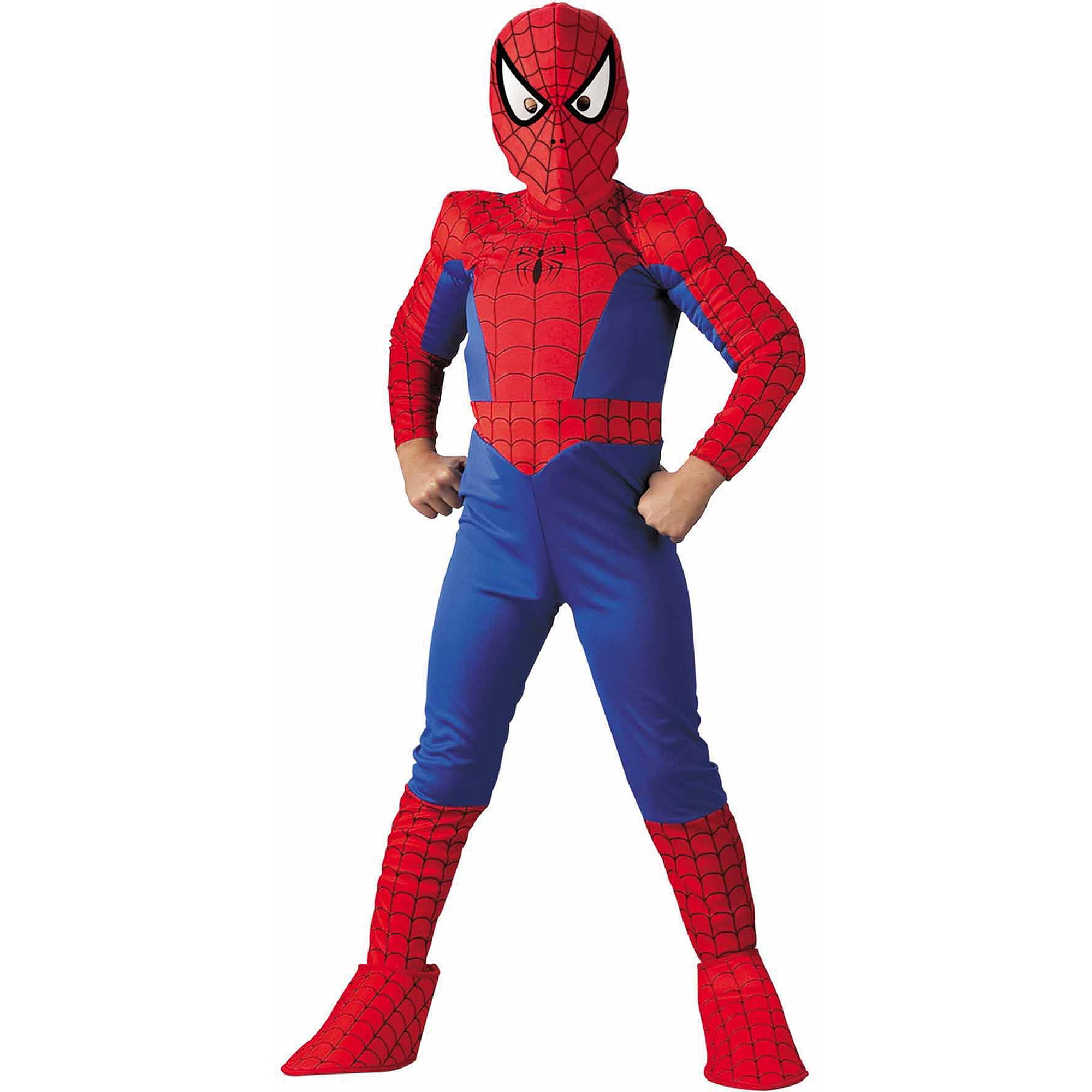 Spider-Man Child Costume Sz 7-8 Muscle Chest Jumpsuit W/boot