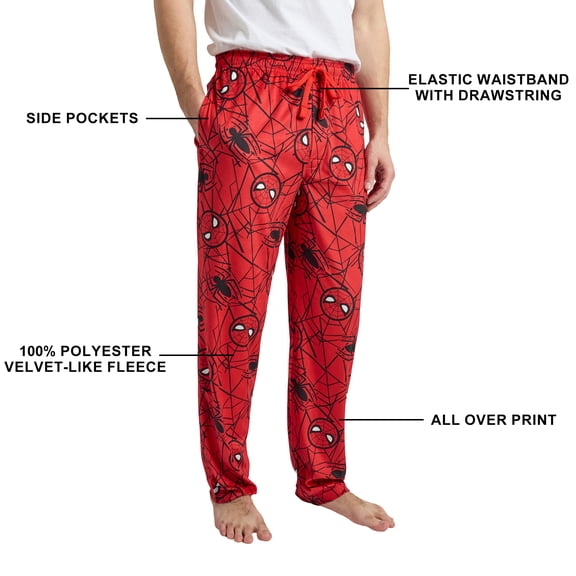 Spider-Man Classic All-Over Print Men’s Red Sleep Pajama Pants -Small