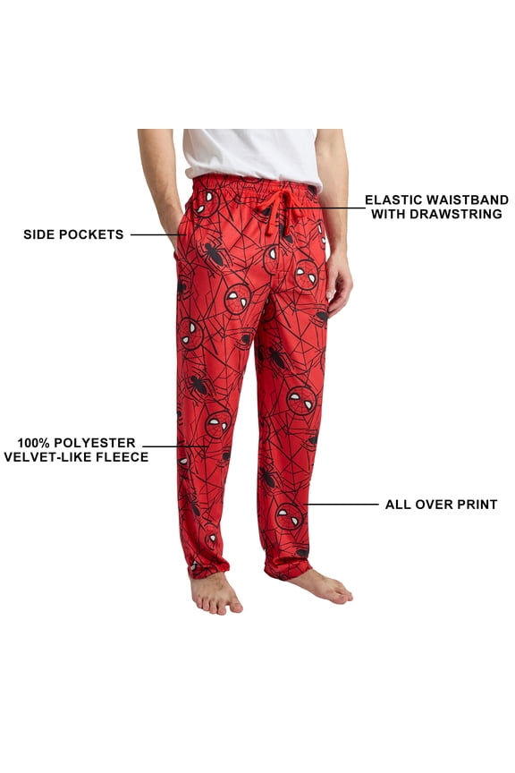 Spider-Man Classic All-Over Print Men’s Red Sleep Pajama Pants -Small