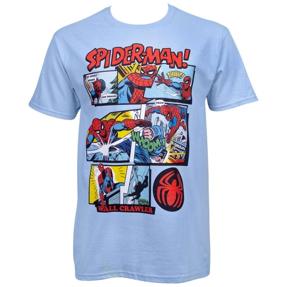 Spider-Man Comic Panels Blue T-Shirt-Medium