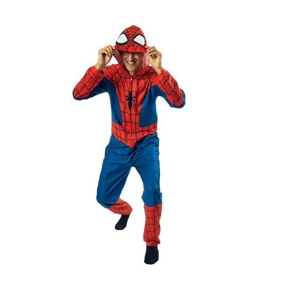 Spider-Man Costume Men's Hooded Onesie Cosplay Costume Union Suit -Small