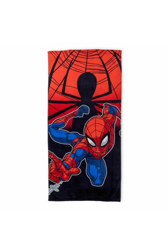 Spider-Man Dark Web 28" x 58" Kids Beach Towel, Cotton, Red, Marvel