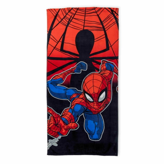 Spider-Man Dark Web 28" x 58" Kids Beach Towel, Cotton, Red, Marvel
