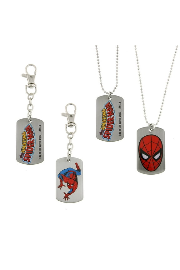 Spider Man Dog Tag Pendant & Key Ring Boxed Set