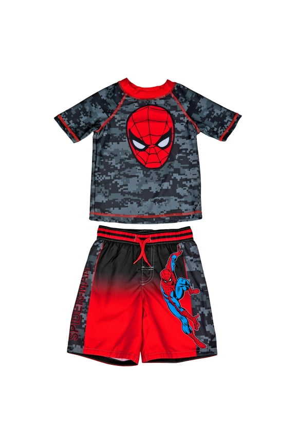 Face Logo with Camo Youth Swimshorts  and  Rashguard Set-Size 4