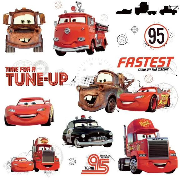 RMK2533SCS Cars Friends To The Finish 18 Wall Decals Lightning McQueen, Mater Wall Stickers