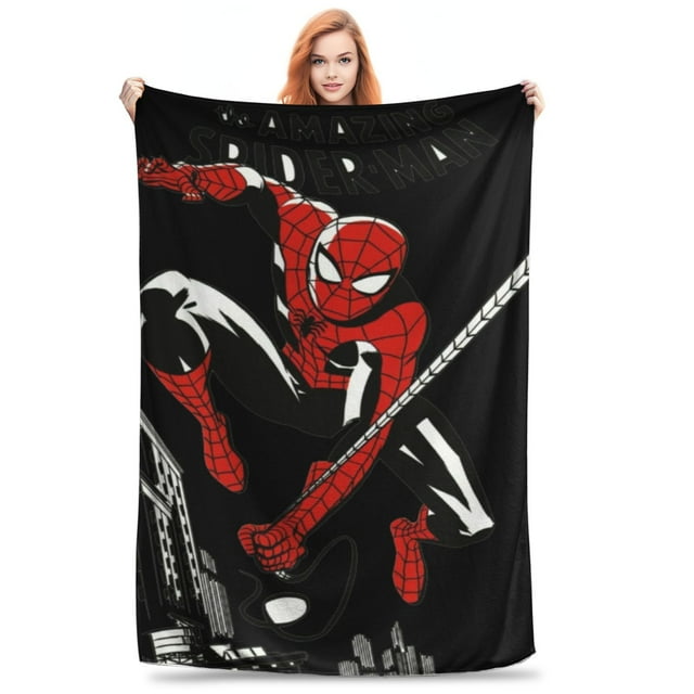 Spider-Man Fleece Blanket Anime Super Soft Cozy Throw Blanket, Lightweight Fuzzy Comfy Textured Flannel Blanket Warm Plush Throw Blankets for Couch, Sofa, Bed for All Seasons 40x30