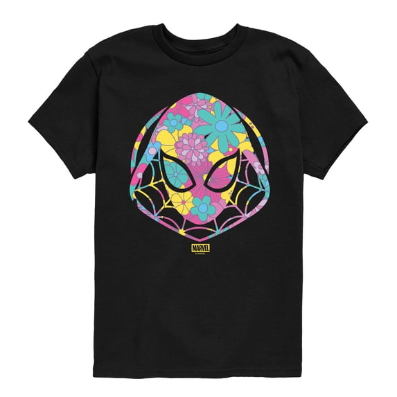 Spider-Man - Floral Ghost Spider Logo - Youth Boys Short Sleeve Graphic T-Shirt