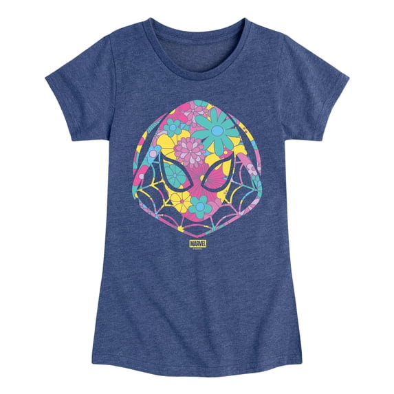 Spider-Man - Floral Ghost Spider Logo - Youth Girls Fitted Short Sleeve T-Shirt