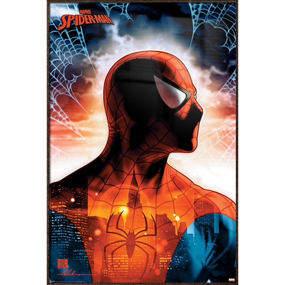 Spider-Man - Framed Marvel Comics Poster (Protector Of The City) (Size: 24" X 36") (Antique Copper / Gold Aluminum Frame)
