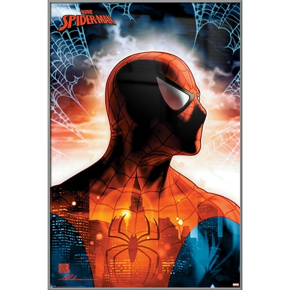 Spider-Man - Framed Marvel Comics Poster (Protector Of The City) (Size: 24" X 36") (Silver Aluminum Frame)