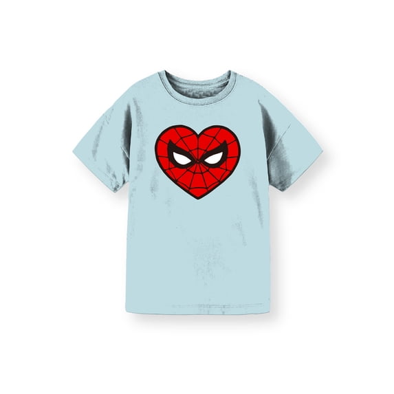 Spider-Man Girls Heart Eyes Graphic Tee with Short Sleeves, Sizes 4-16