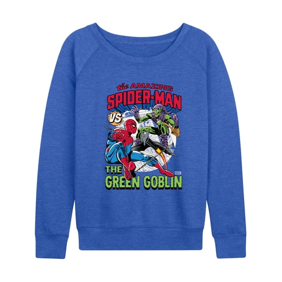 Spider-Man - Goblin Lightweight French Terry Wide Neck Long Sleeve Graphic Shirt
