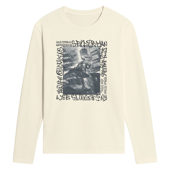 Spider-Man - Graffiti Action Photo - Men's Long Sleeve Graphic T-Shirt