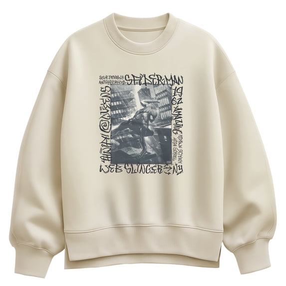 Spider-Man - Graffiti Action Photo Oversized Fleece Crew Sweatshirt