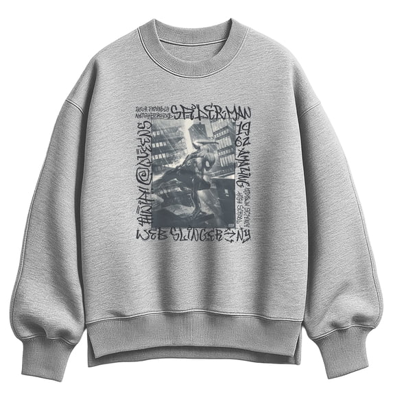 Spider-Man - Graffiti Action Photo Oversized Fleece Crew Sweatshirt